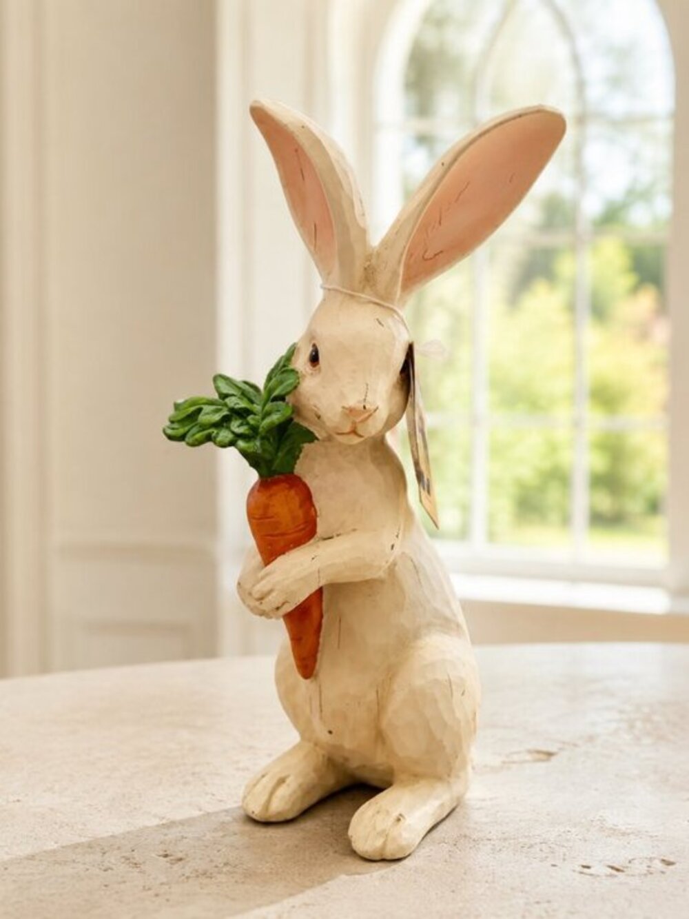 Martha Stewart Easter Bunny Figurine Holding Carrot 10” Spring Decor NWT